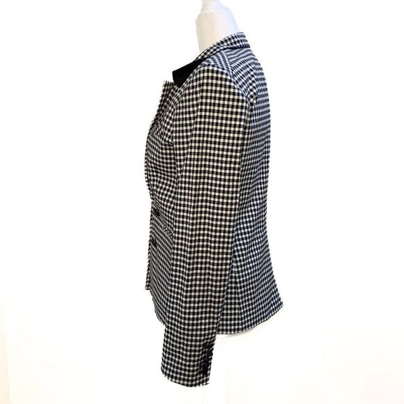 Veronica Beard Cottage Double Breasted Blazer Gingham Size 4 Black White Jacket - Picture 6 of 12